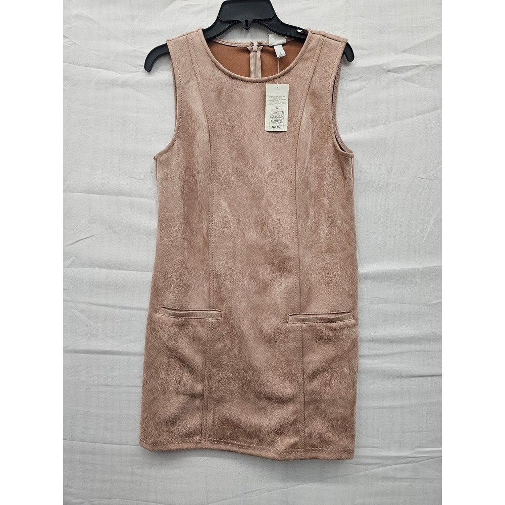 A New Day Women Faux Suede Sleeveless Shift Dress Light Pink Mauve Size 6 NWT